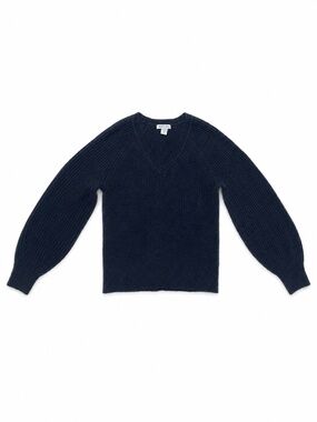 Athleta Layover Merino V-Neck Sweater Navy Small
